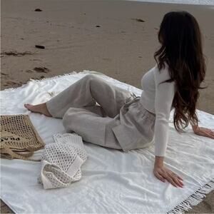 Reformation Ethan Linen Pants in Oatmeal L